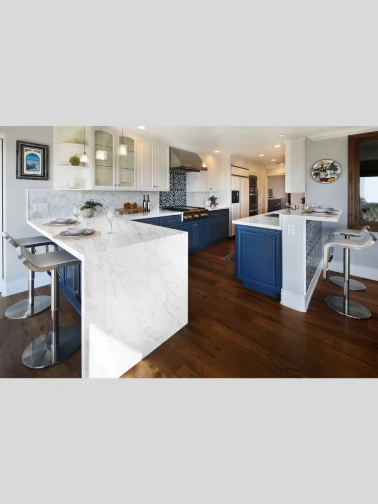 Low Gloss Honed White Calacatta Quartz Countertops