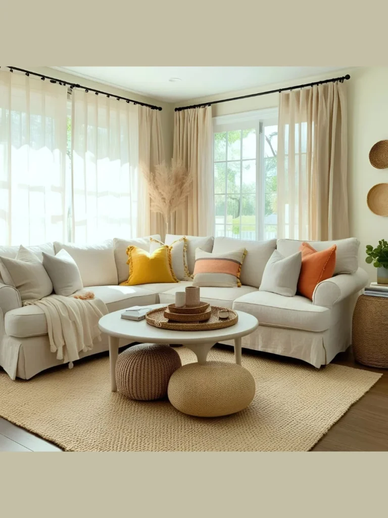 Low Profile Raw Cotton Floor Poufs