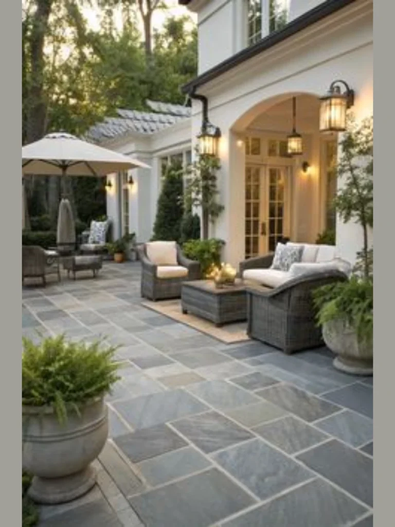 Low Profile Slate Grey Flagstone Porch Floors