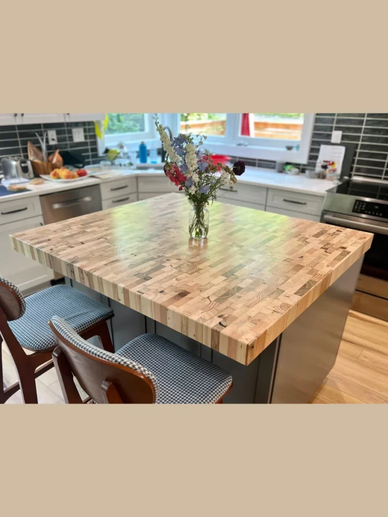 Marine Grade Steel Counters Spliced with End Grain Butcher Blocks