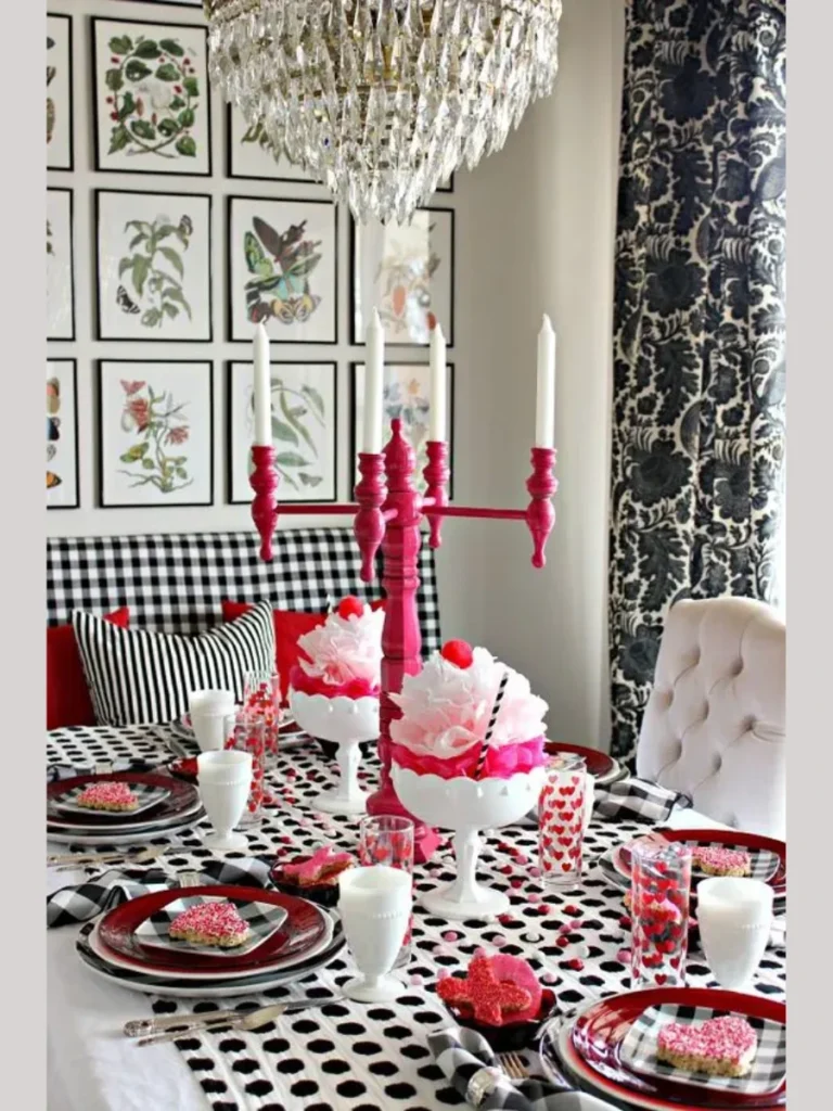 Matte Black Candlesticks with Hot Pink Taper Forests