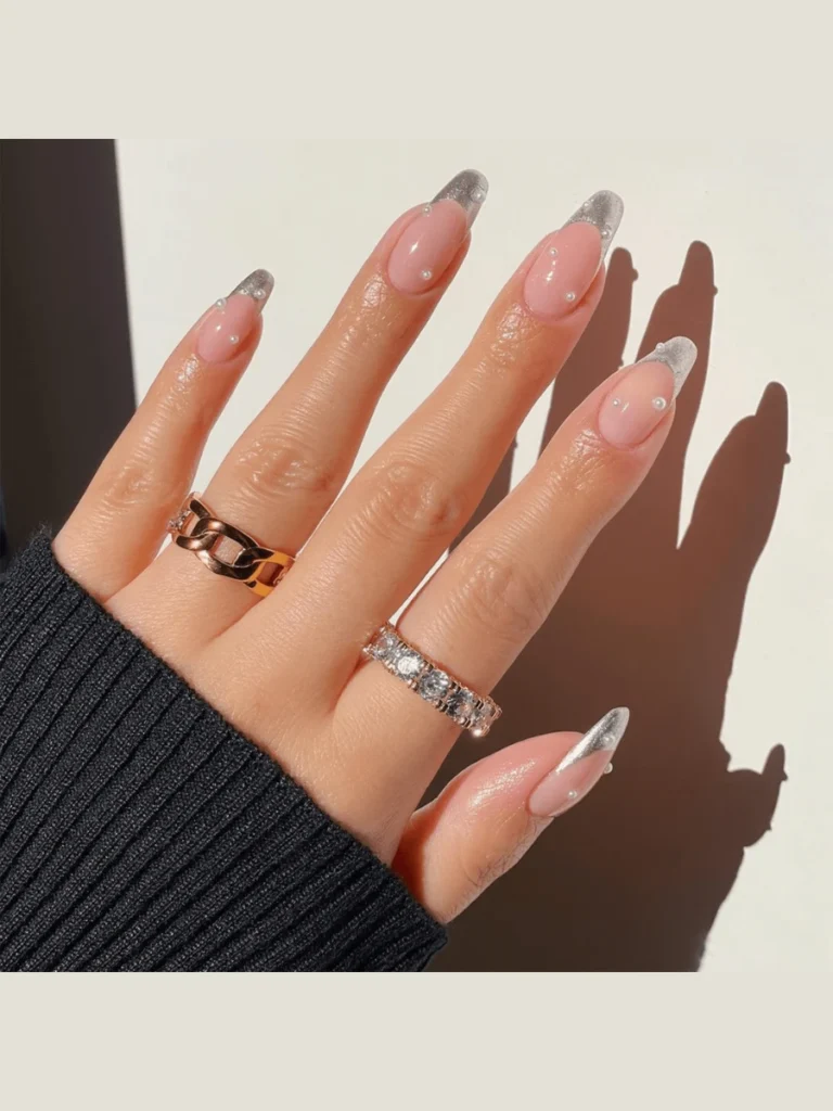 Micro French Manicures with Pearl Chromed Tips