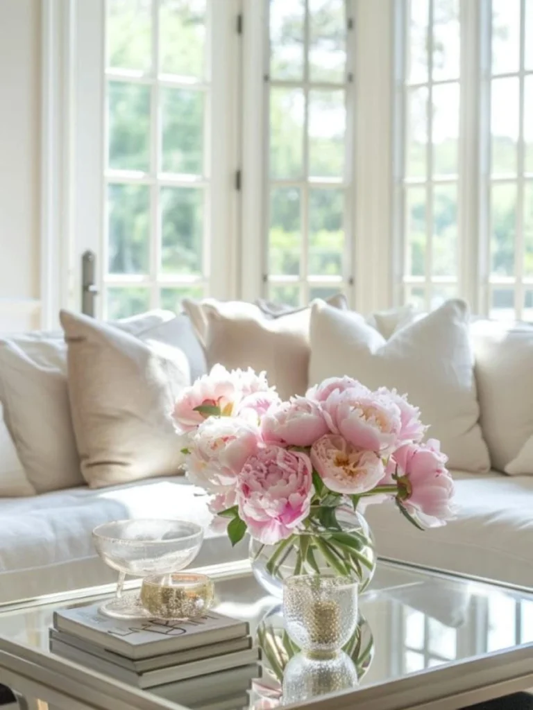 Mix Pale Lavender Dried Flower Bundles with Clean White Marble Bookends on Center Tables