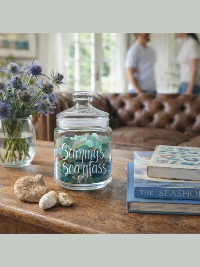 Mixed Sea Glass Teal Jars For Breezy Coastal Cottages