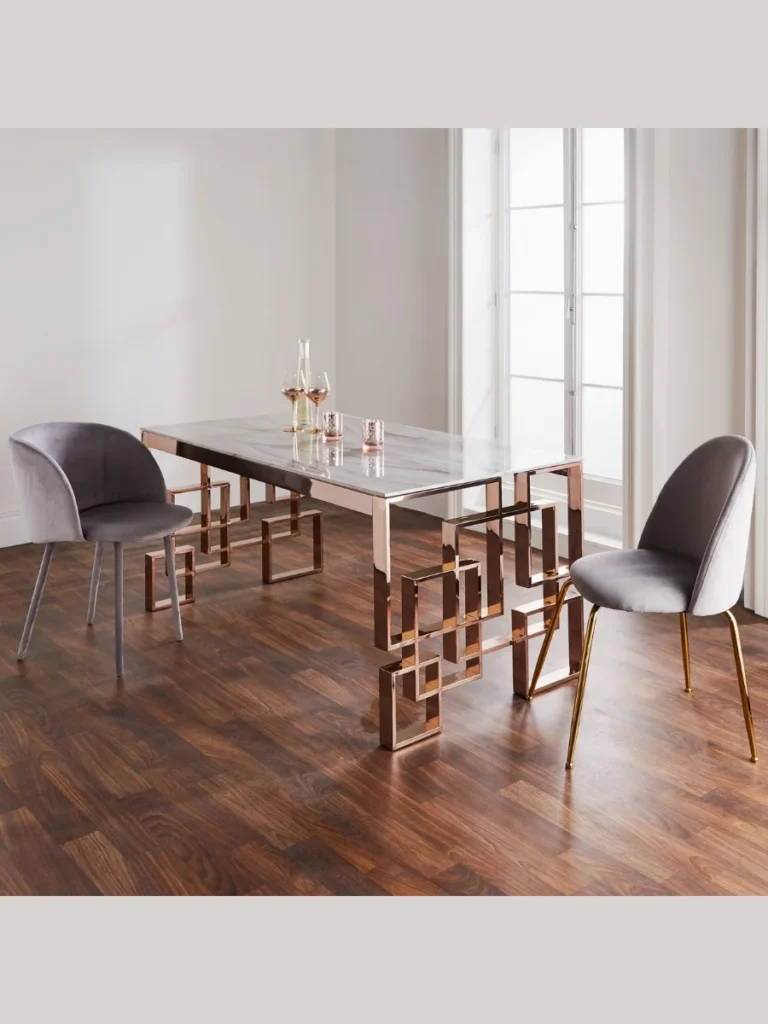 Modern Geometric Marble Coasters with Rose Gold Flatware