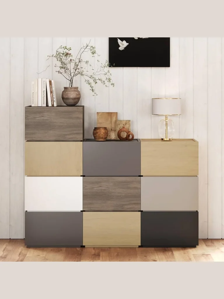 Modular Stackable Plywood Cubes for Custom Sideboard Storage