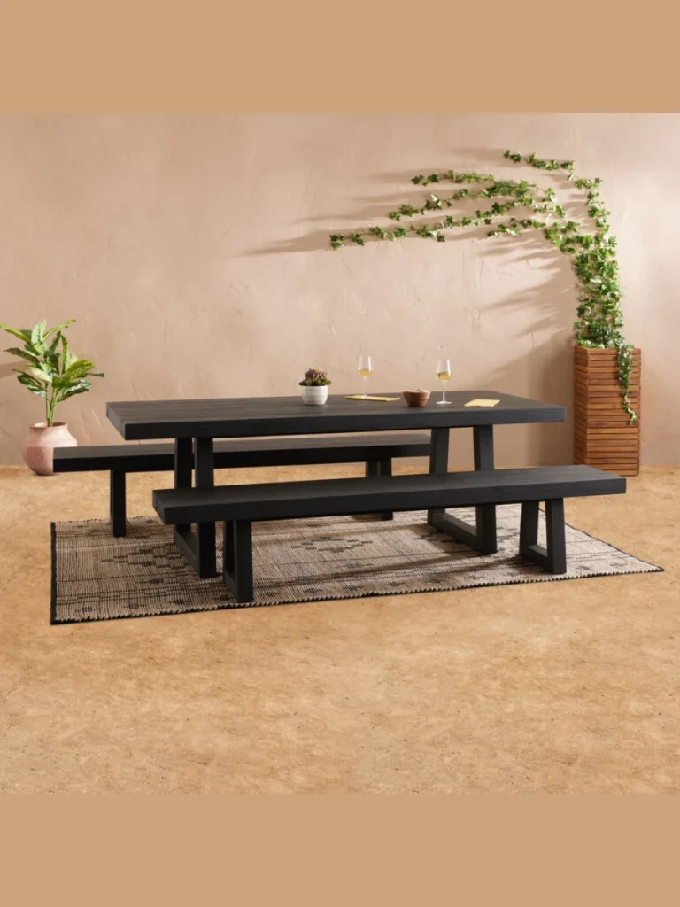 Monochromatic Charcoal Pallet Dining Benches