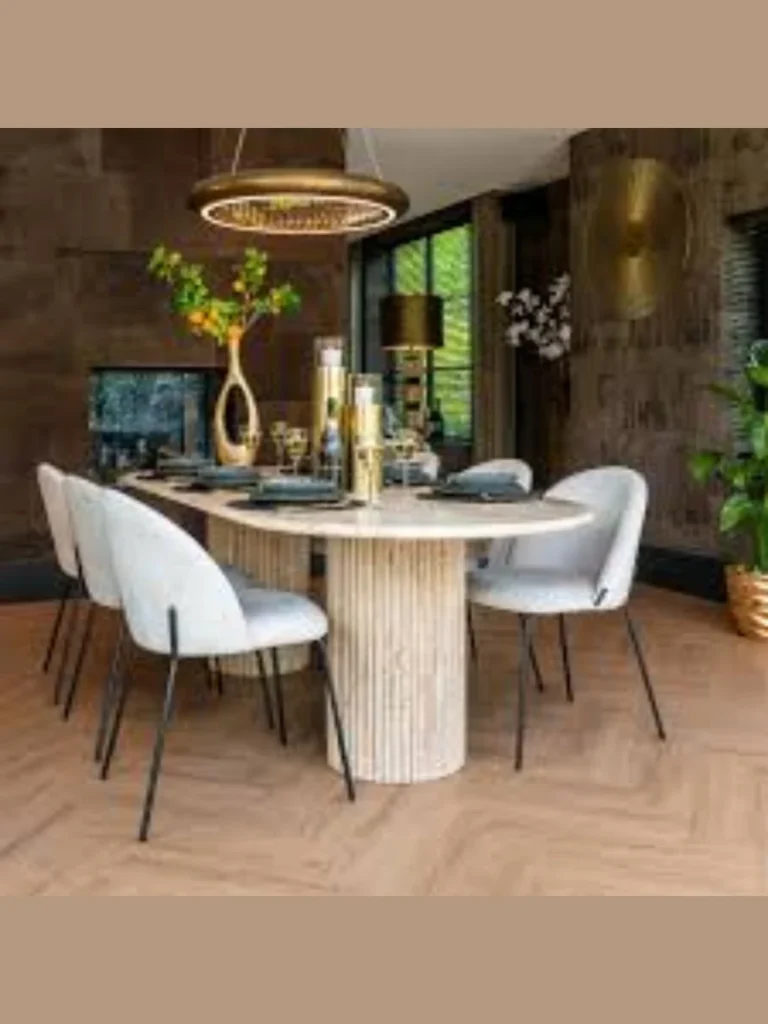 Monolithic Travertine Table Pairings