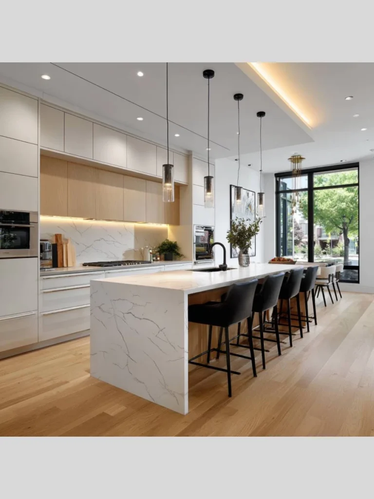 Monolithic Travertine Waterfall Workstations