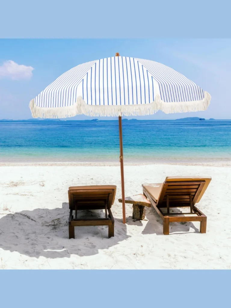 Mount a Fringed Canvas Beach Umbrella on a Heavy Ground Stake