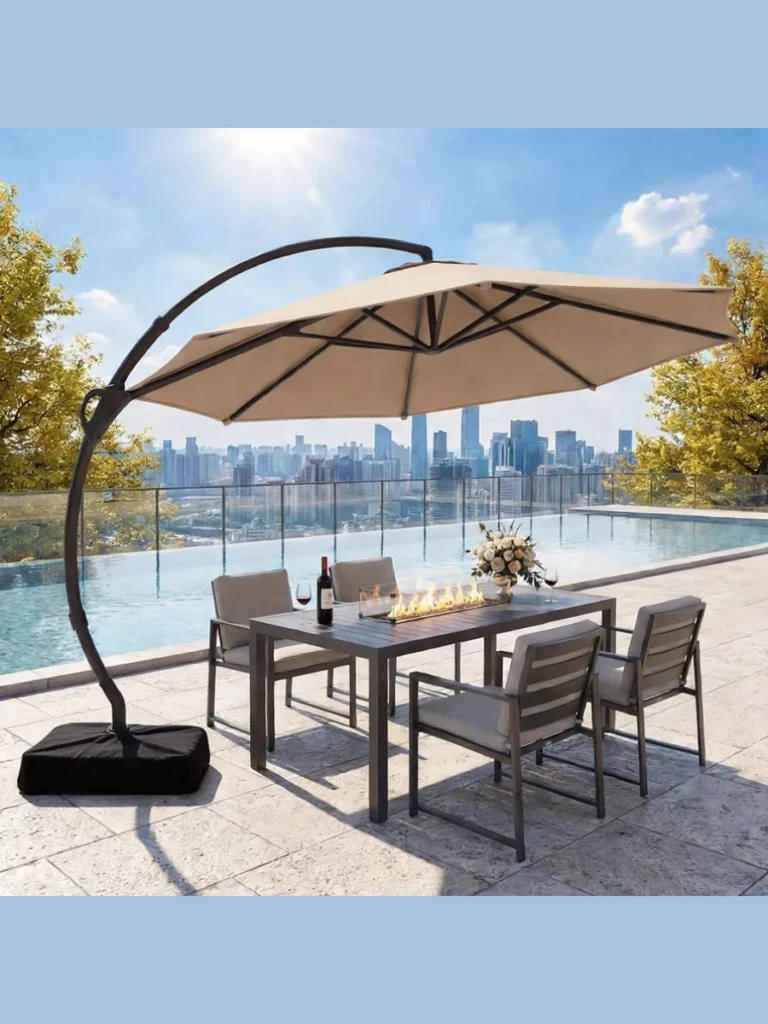 Mount a Large Tilting Cantilever Umbrella for Instant Daytime Sun Relief