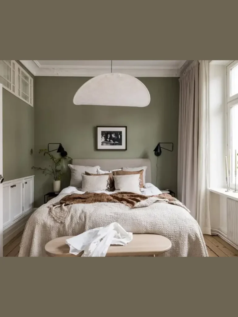 Muted Sage Green Limewash Accent Walls