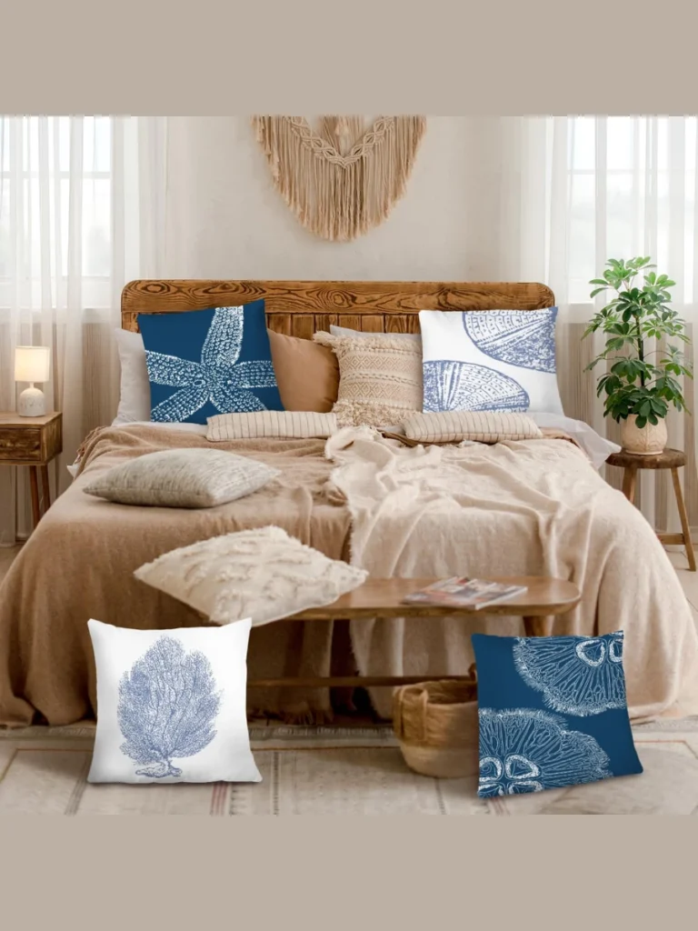 Nautical Navy Cotton Throw Pillows