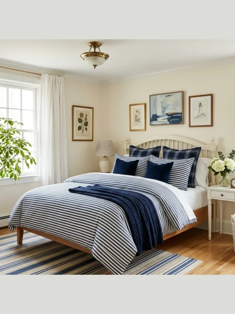 Navy Blue Cotton Canvas Poufs