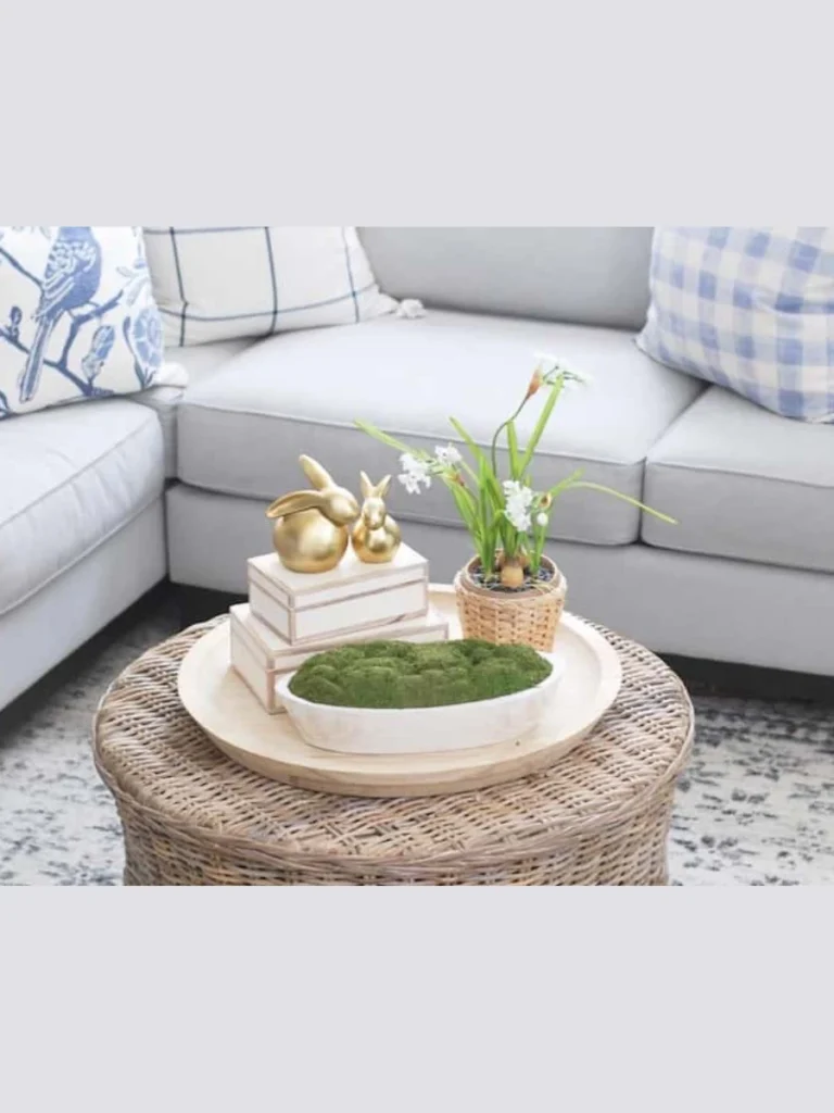 Nest Woven Sweetgrass Coasters Inside a Small Shallow White Porcelain Fruit Bowl