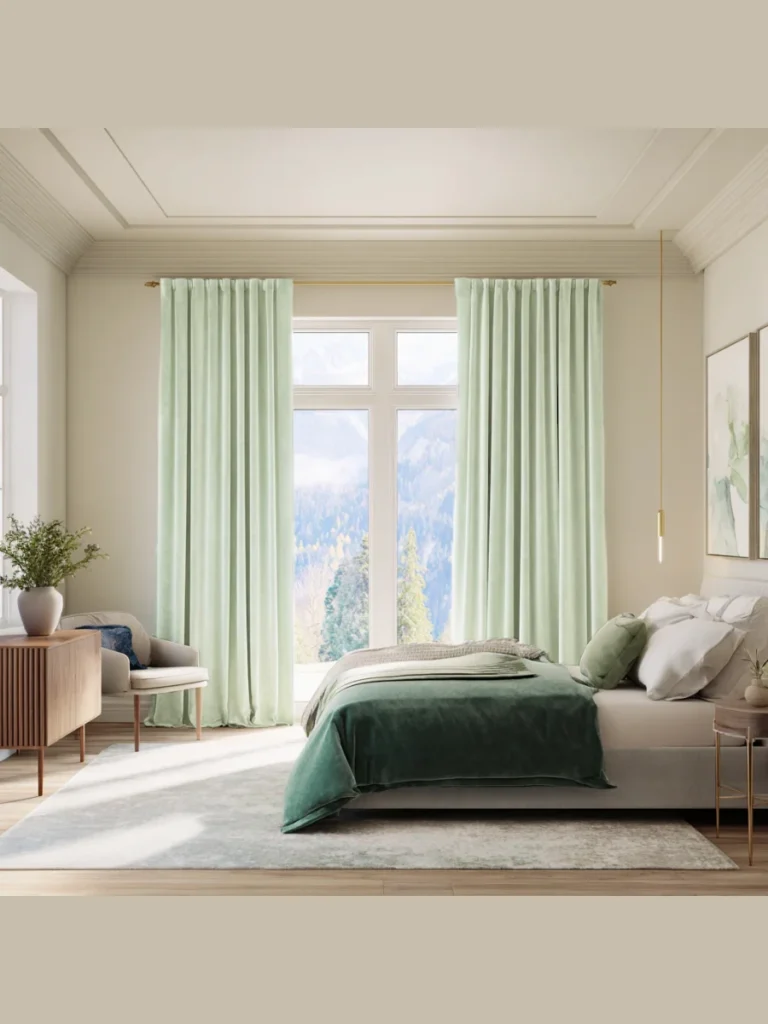 Oatmeal and Mint Color Block Curtains