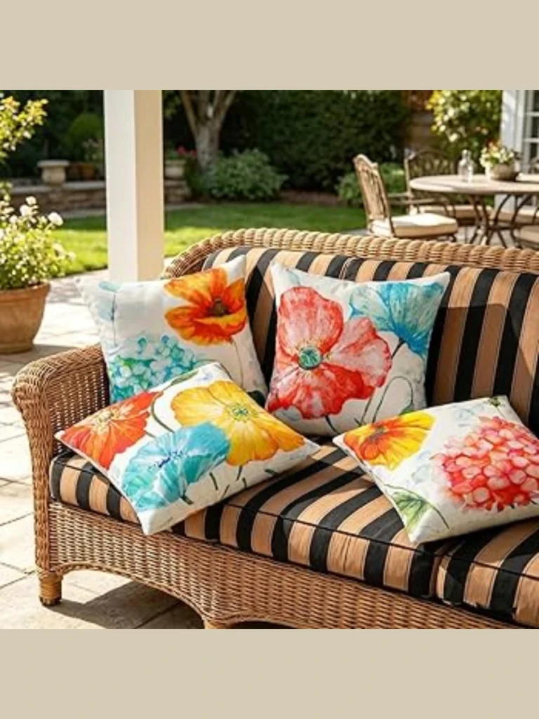 Outdoor Safe Floral Print Throw Pillow Covers