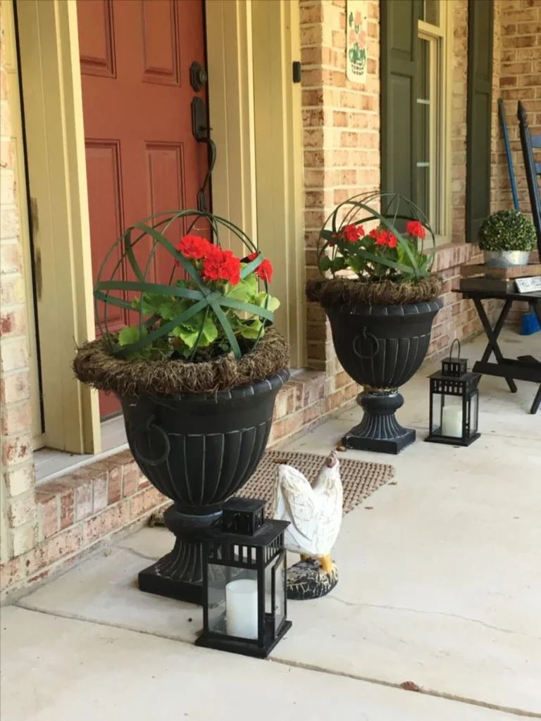 Oversized Black Cast Iron Look Urn Planters