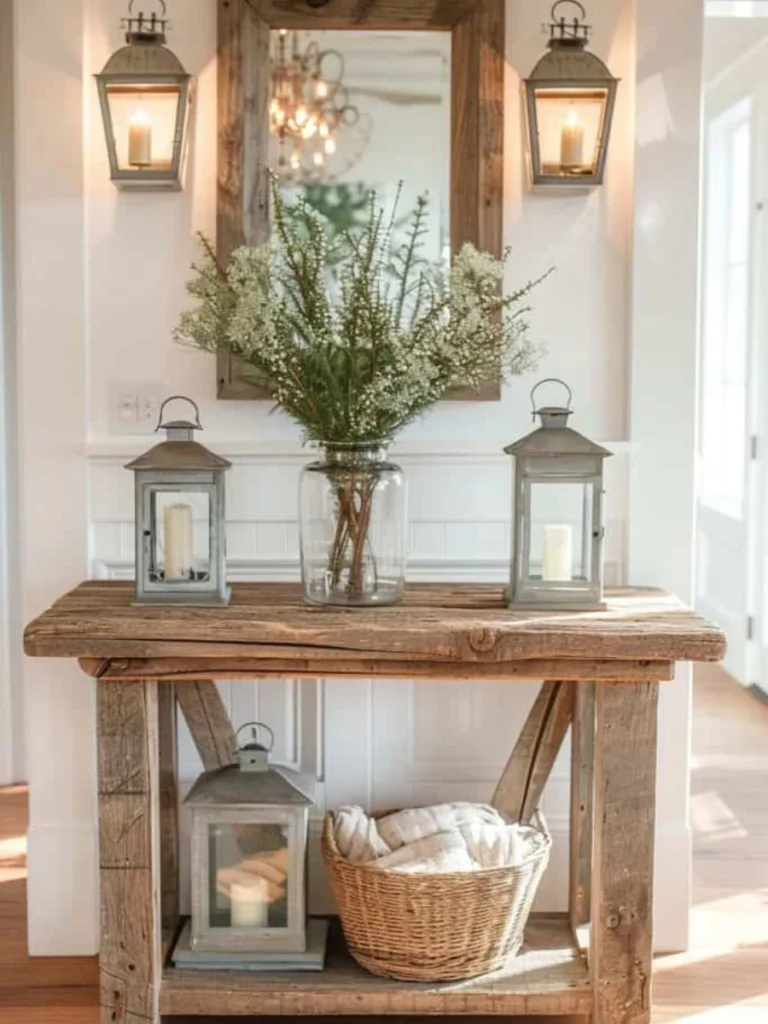 Place Bleached Dried Botanicals in Entryway Consoles