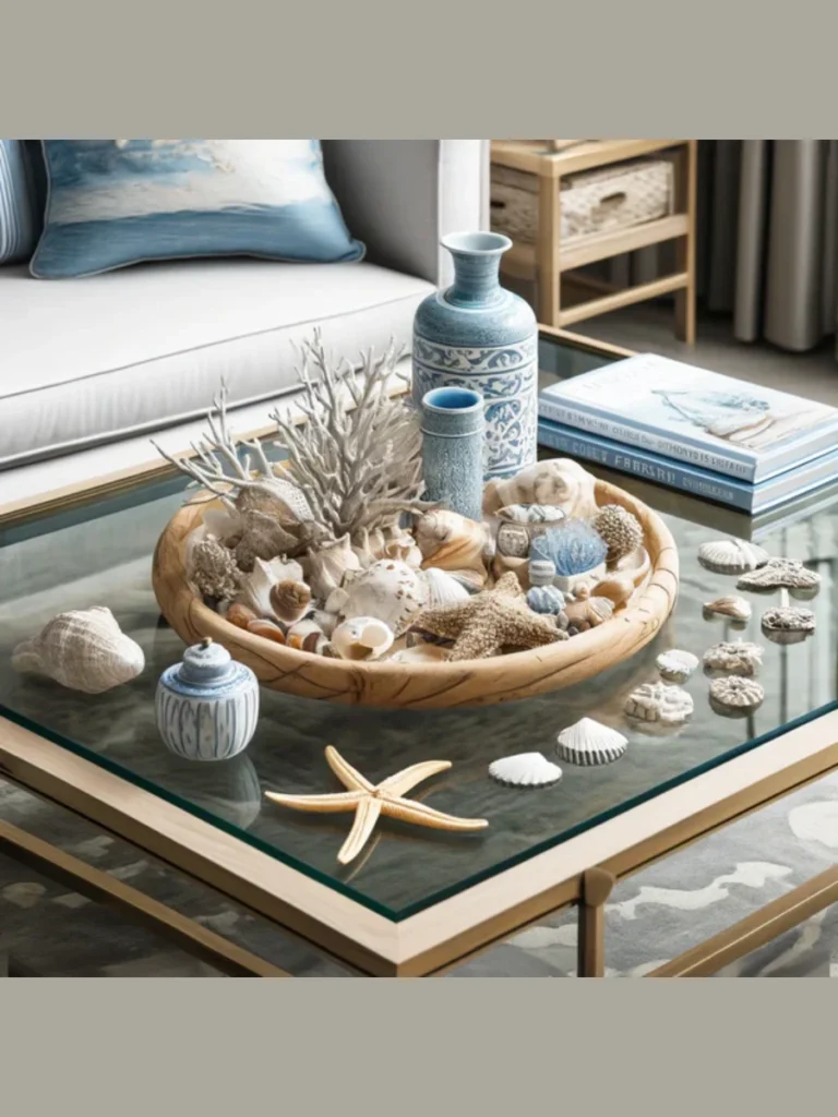 Place Sky Blue Ceramic Coasters on Modern Glass Coffee Tables