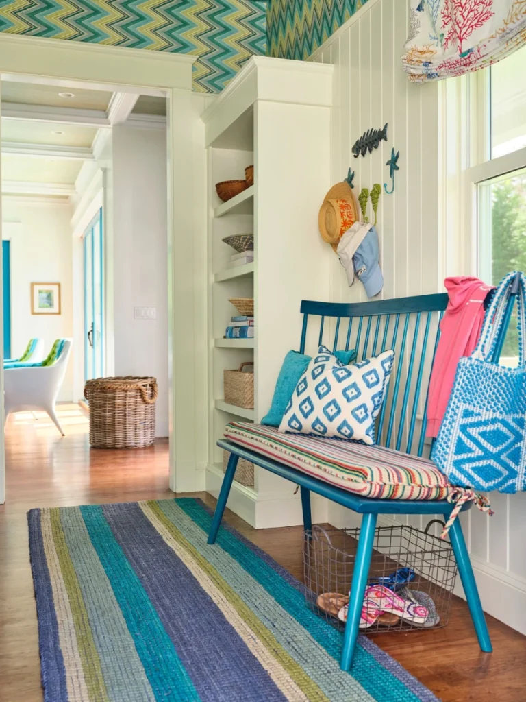 Place a Bold Turquoise Runner Rug in Narrow Entryways