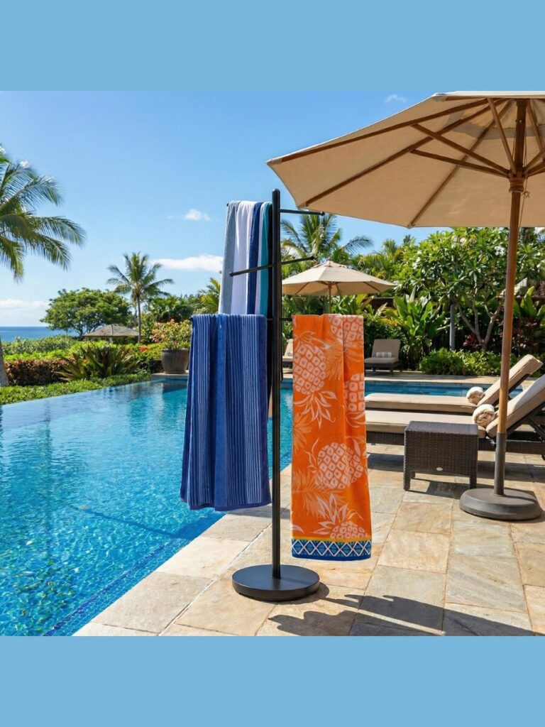 Place a Heavy Cast Iron Towel Ring Stand Near the Hot Tub