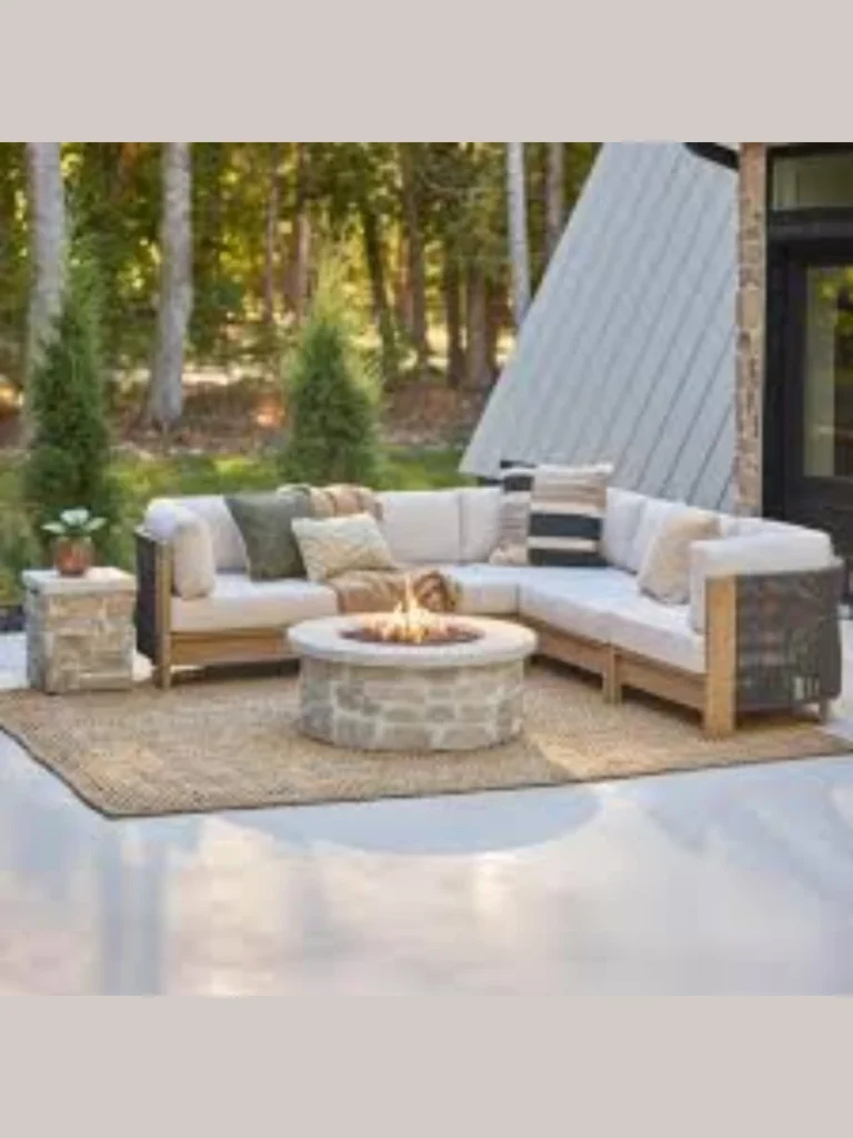 Place a Solid Travertine Side Table Between Sectional Seating Gaps