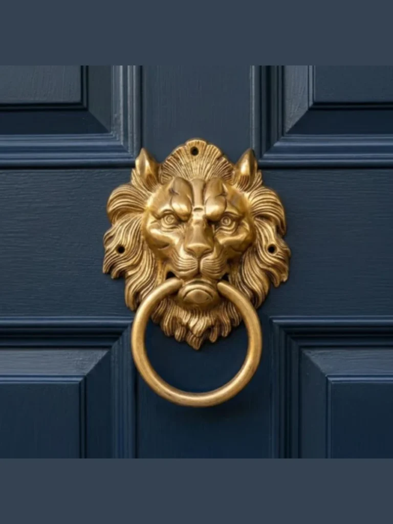 Polished Antique Brass Lion Head Door