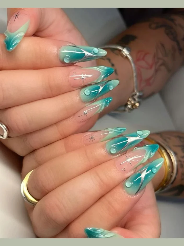 Radioactive Aqua Beachside Chevron Lines
