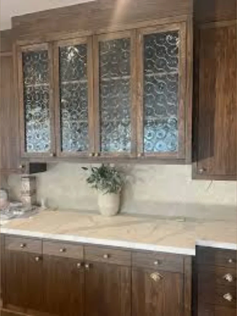 Real Pressed Leaf Glass Cabinet Door Inserts
