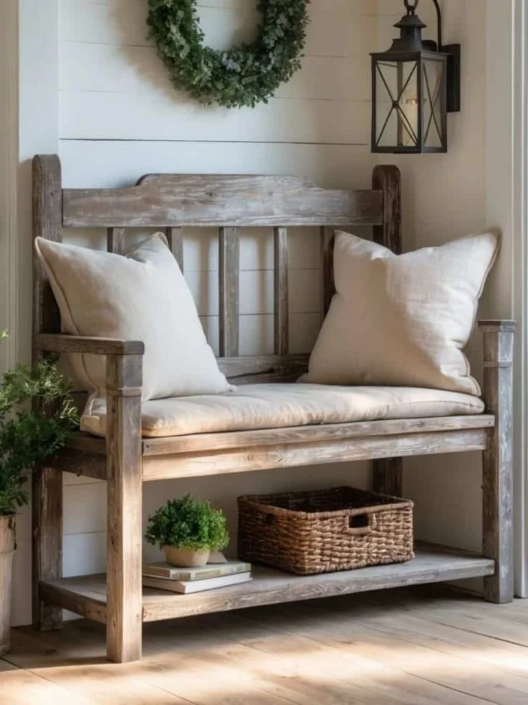 Reclaimed Shabby Chic Timber Entry Benches