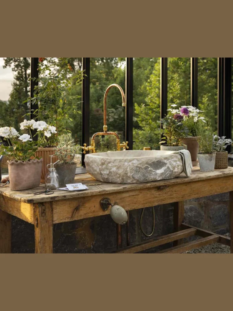 Repurpose a Wooden Garden Potting Bench into a Rustic Hydration Center