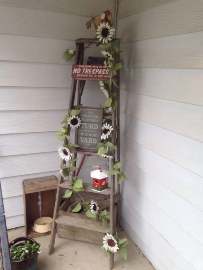 Repurposed Vintage Weathered Wooden Ladders