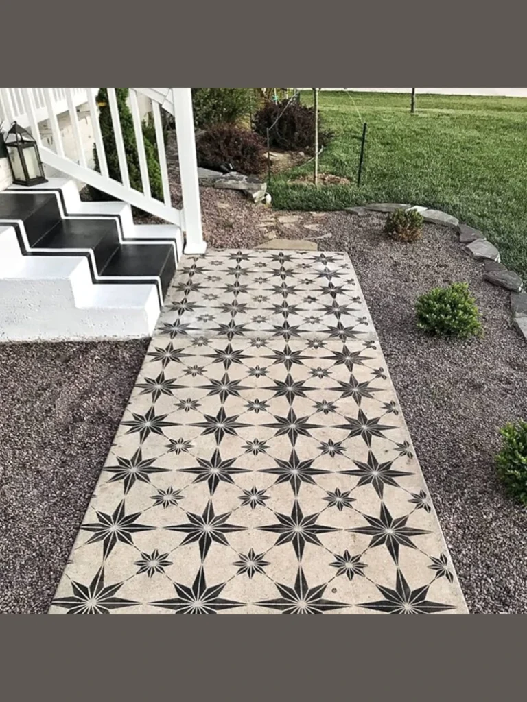 Reusable Geometric Walkway Border Stencils