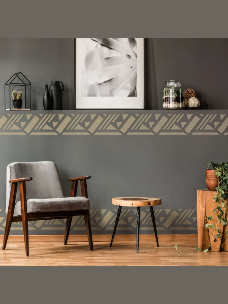 Reusable Geometric Walkway Border Stencils