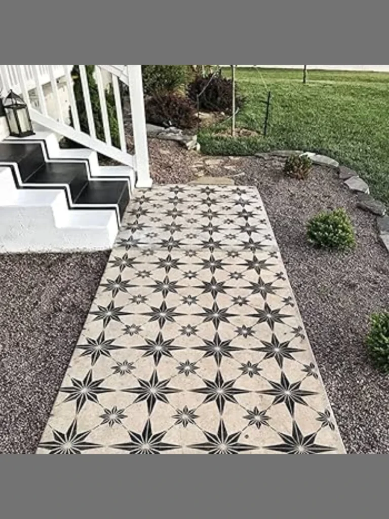 Reusable Geometric Walkway Border Stencils