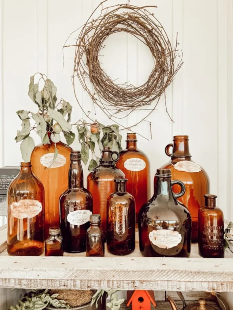 Rich Amber Apothecary Jars For Warm Autumn Table Styles