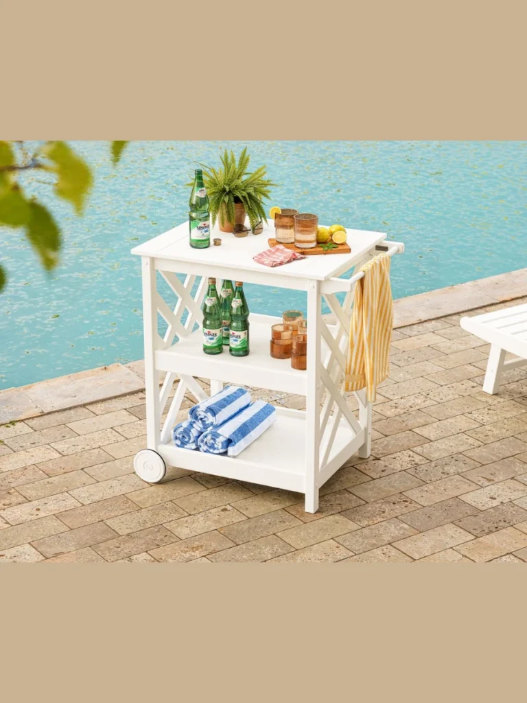 Roll a Stainless Steel Bar Cart Near Dining Areas