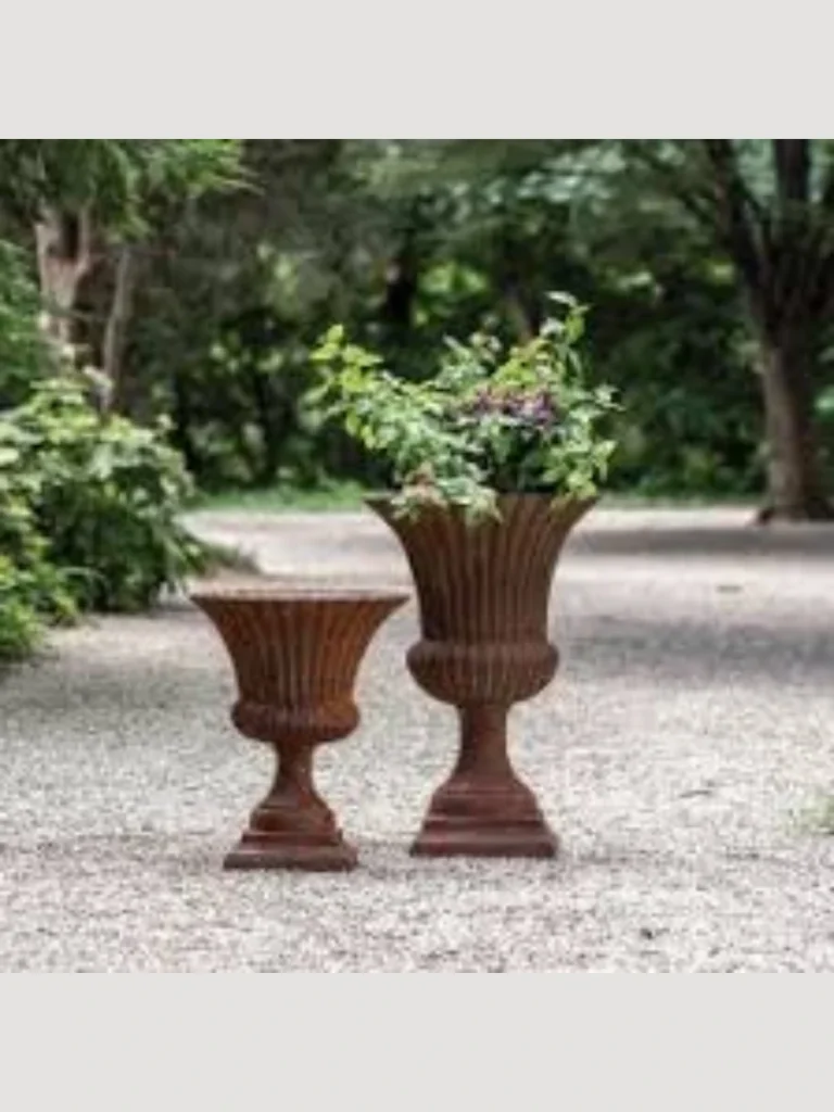 Rusted Cast Iron Urn Planter Scrubbing