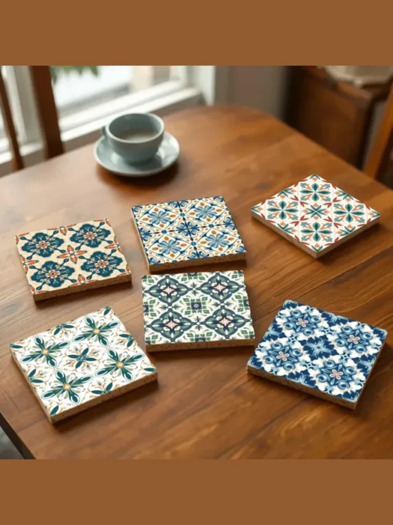 Rustic Clay Tile Coasters with Cork Backing