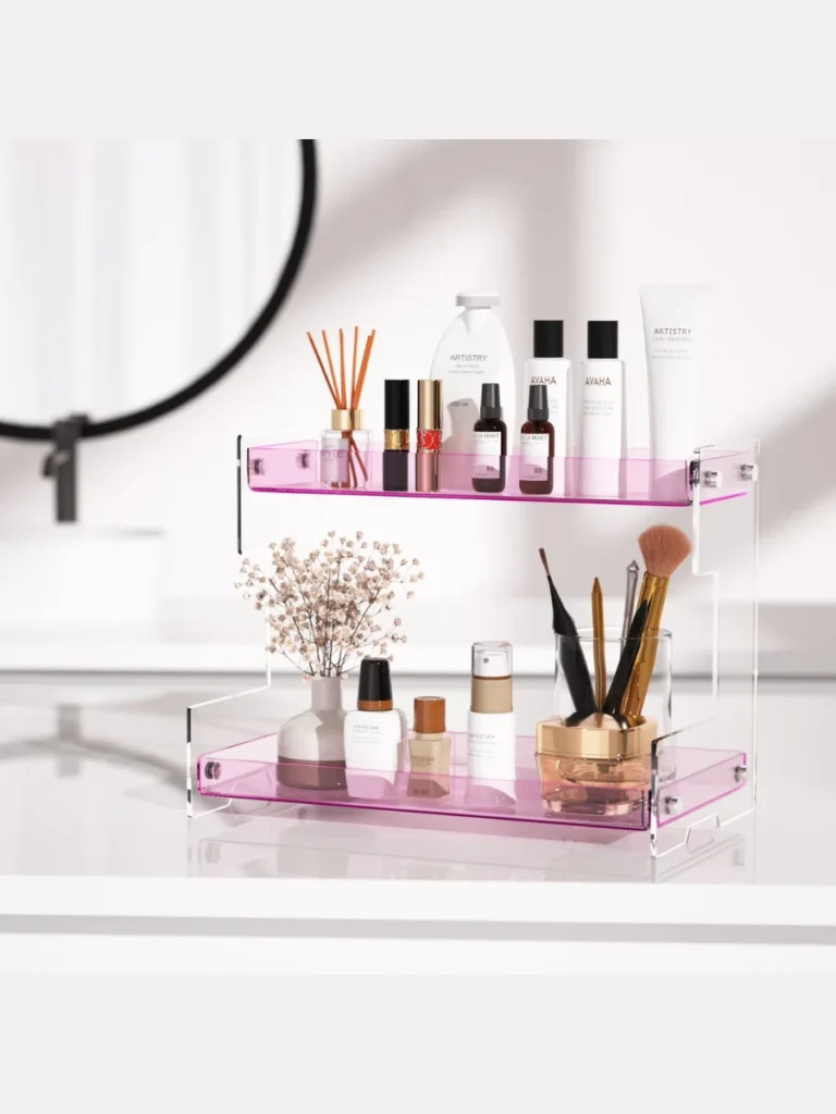 Saturated Fuchsia Pink Acrylic Vanity Organizers