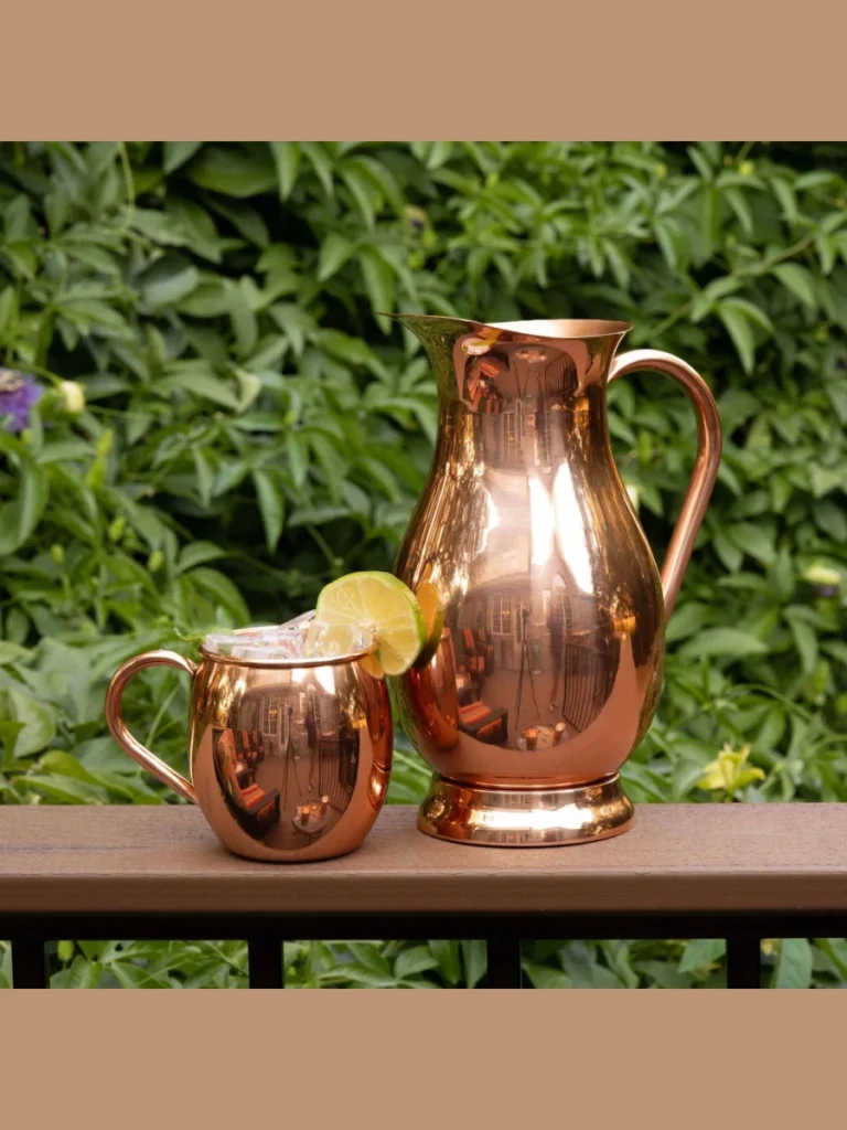 Serve Refreshments in a Tall Solid Copper Pitcher Packed with Mint