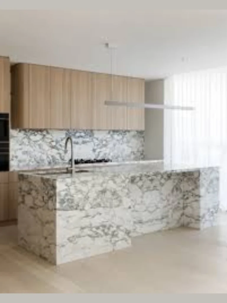 Sharp High Contrast Arabescato Marble Worktops