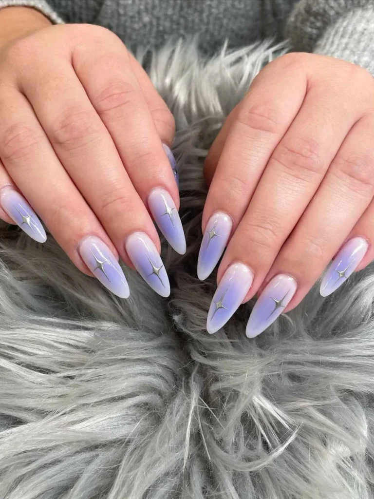 Shimmering Laser Lavender Grid Accents