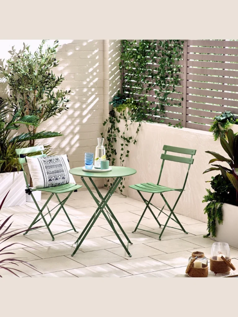 Slender Two Piece Metal Folding Bistro Sets