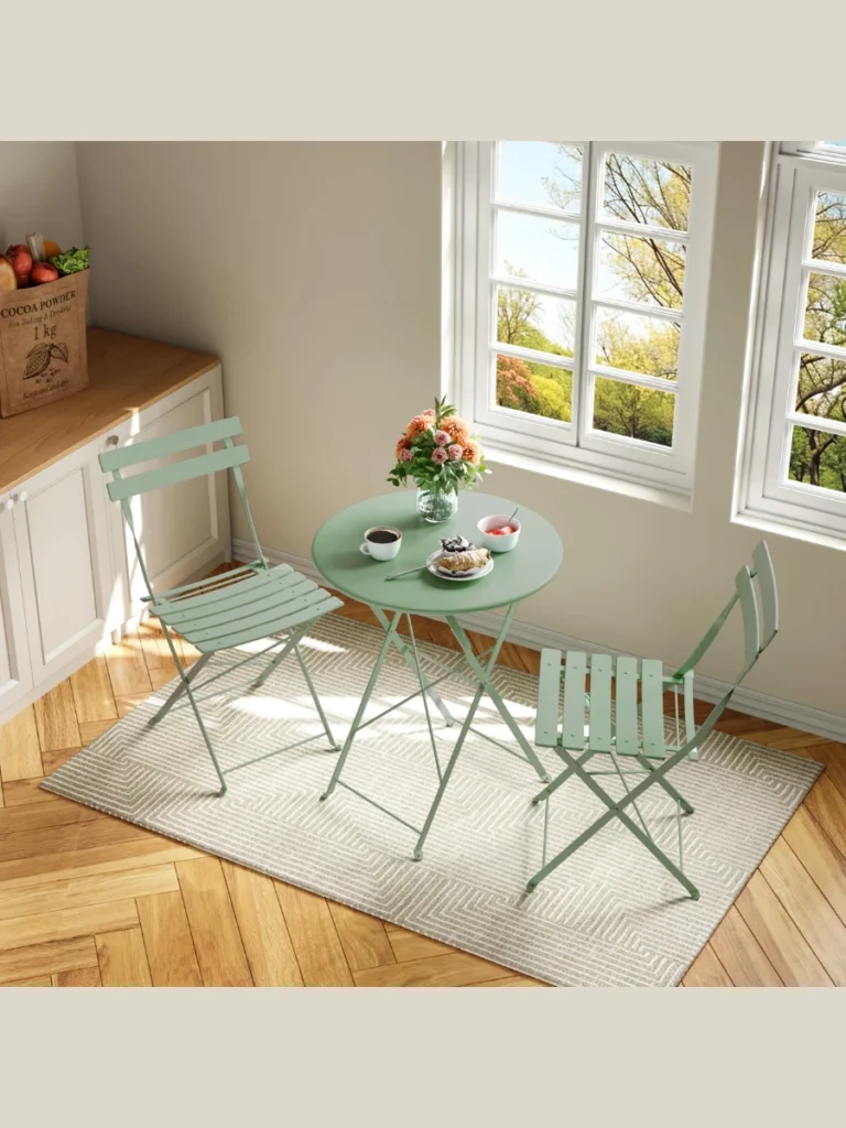 Slender Two Piece Metal Folding Bistro Sets