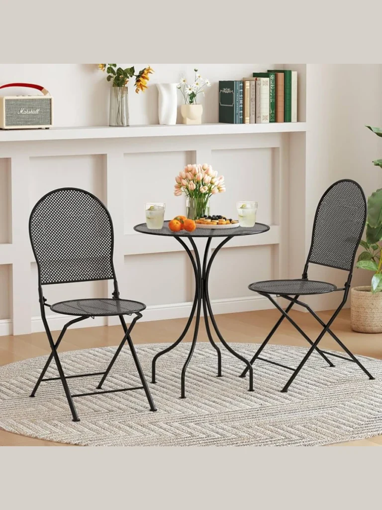 Slender Two Piece Metal Folding Bistro Sets