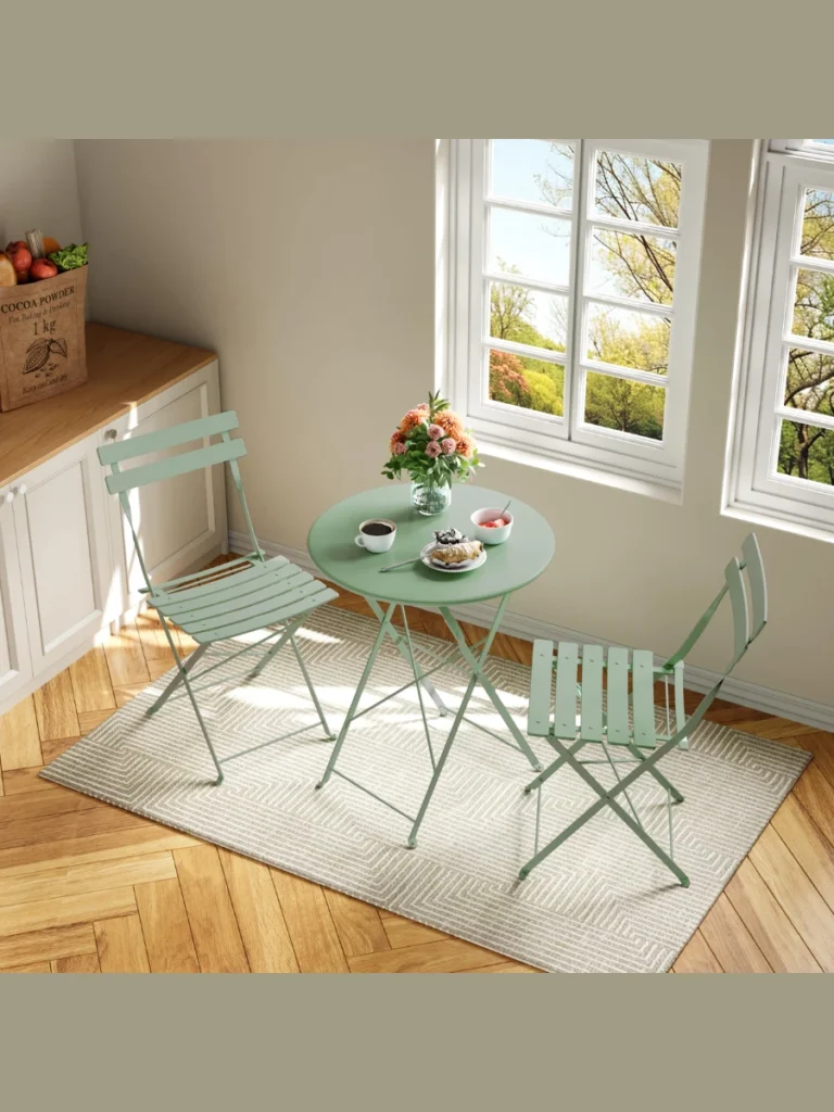 Slender Two Piece Metal Folding Bistro Sets