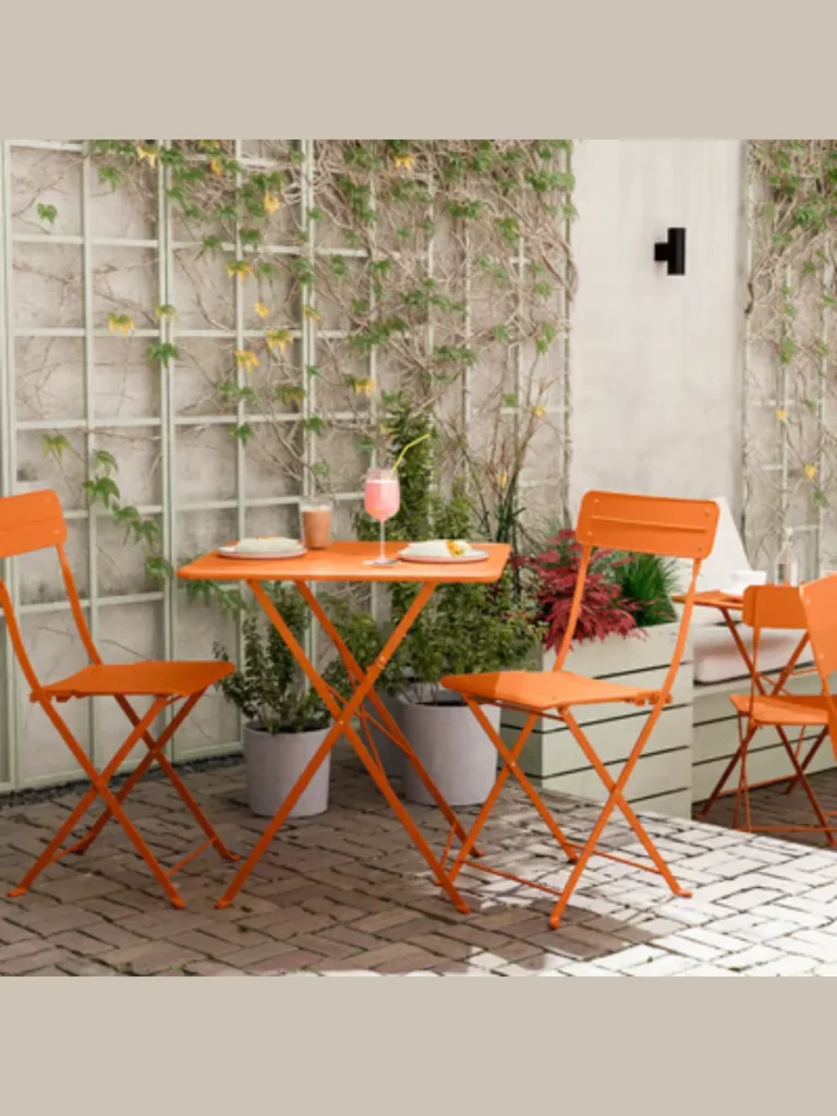 Slender Two Piece Metal Folding Bistro Sets