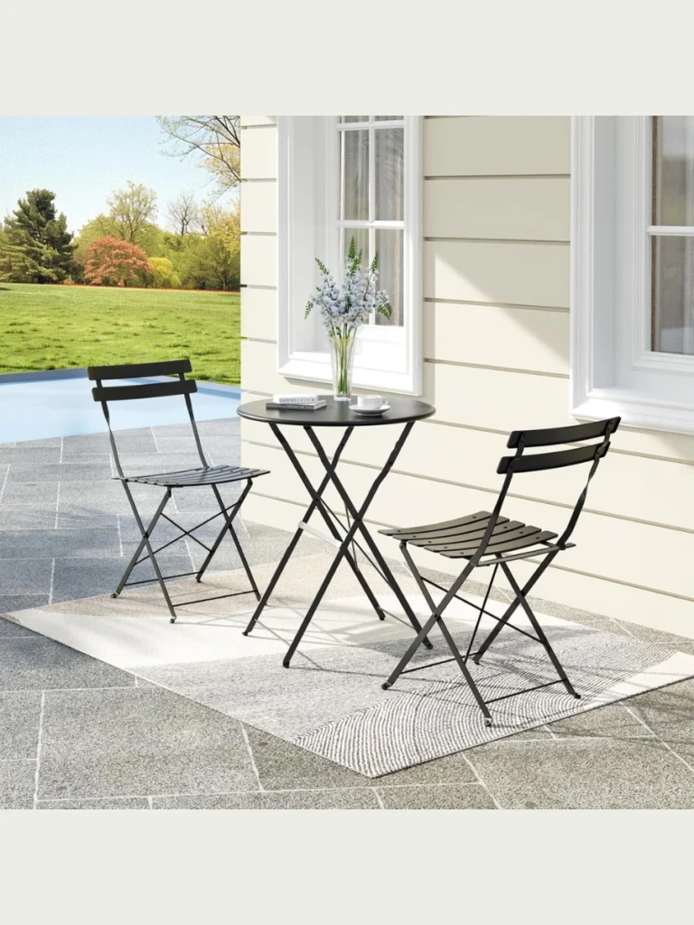 Slender Two Piece Metal Folding Bistro Sets